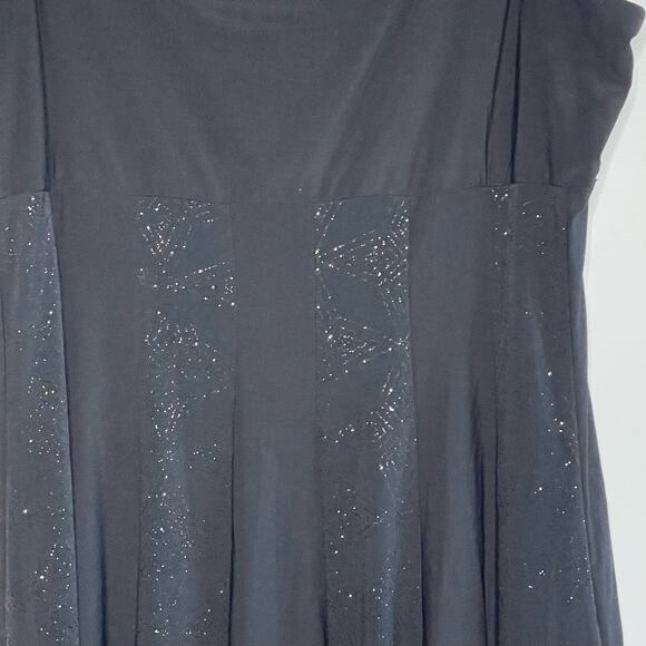 R&M Richards‎ Swing Shimmer Dress Sleeveless Square Neck Pleated Skirt Black 12 - Picture 5 of 11